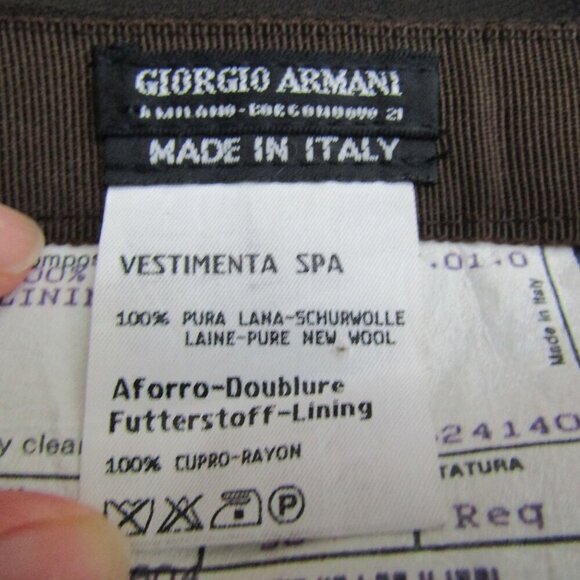 GIORGIO ARMANI 38 2 Chocolate espresso Brown 100% WOOL Skirt Italy Quiet Luxury - Picture 7 of 10